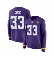 Womens Nike Minnesota Vikings 33 Dalvin Cook Limited Purple Therma Long Sleeve NFL Jersey