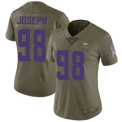 Womens Nike Vikings #98 Linval Joseph Olive  Stitched NFL Limited 2017 Salute to Service Jersey