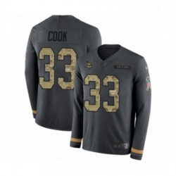 Youth Nike Minnesota Vikings 33 Dalvin Cook Limited Black Salute to Service Therma Long Sleeve NFL Jersey