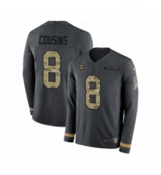 Youth Nike Minnesota Vikings 8 Kirk Cousins Limited Black Salute to Service Therma Long Sleeve NFL Jersey