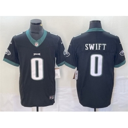 Men Philadelphia Eagles 0 D 27Andre Swift Black 2023 F U S E  Vapor Untouchable Limited Stitched Football Jersey