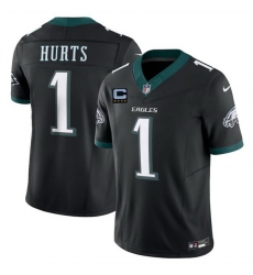 Men Philadelphia Eagles 1 Jalen Hurts Black F U S E With 4 Star C Patch Vapor Untouchable Limited Stitched Football Jersey