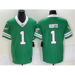 Men Philadelphia Eagles 1 Jalen Hurts Green 2023 F U S E Vapor Untouchable Stitched Football Jersey