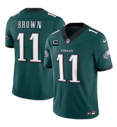 Men Philadelphia Eagles 11 A  J  Brown Green F U S E With 2 Star C Patch Vapor Untouchable Limited Stitched Football Jersey