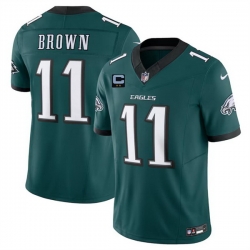 Men Philadelphia Eagles 11 A  J  Brown Green F U S E With 2 Star C Patch Vapor Untouchable Limited Stitched Football Jersey