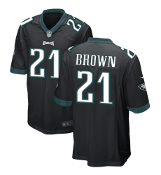 Men Philadelphia Eagles 21 Sydney Brown Black Stitched Game Jersey