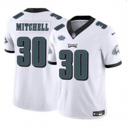 Men Philadelphia Eagles 30 Quinyon Mitchell White 2024 With Dradt Patch F U S E Vapor Untouchable Limited Stitched Football Jersey