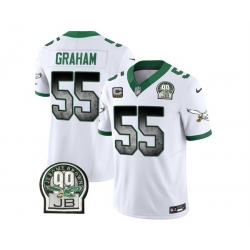 Men Philadelphia Eagles 55 Brandon Graham White 2023 F U S E  With 4 Star C Patch Throwback Vapor Untouchable Limited Stitched Football Jersey