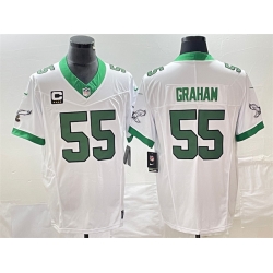 Men Philadelphia Eagles 55 Brandon Graham White 2023 F U S E With C Patch Vapor Untouchable Stitched Football Jersey