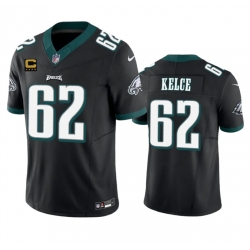 Men Philadelphia Eagles 62 Jason Kelce Black 2023 F U S E  With 4 Star C Patch Vapor Untouchable Limited Stitched Football Jersey