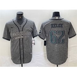 Men Philadelphia Eagles 62 Jason Kelce Gray Cool Base Baseball Stitched Jersey