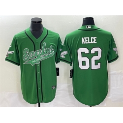 Men Philadelphia Eagles 62 Jason Kelce Green Cool Base Stitched Baseball Jersey