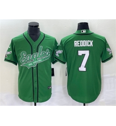 Men Philadelphia Eagles 7 Haason Reddick Green Cool Base Stitched Baseball Jersey