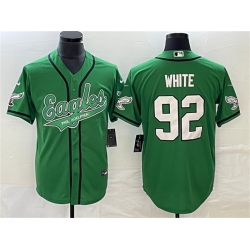 Men Philadelphia Eagles 92 Reggie White Green Cool Base Stitched Baseball Jersey