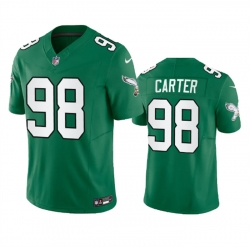 Men Philadelphia Eagles 98 Jalen Carter Green 2023 F U S E  Vapor Untouchable Stitched Football Jersey