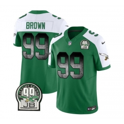 Men Philadelphia Eagles 99 Jerome Brown Green White 2023 F U S E  Throwback Vapor Untouchable Limited Stitched Football Jersey