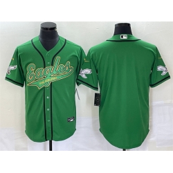 Men Philadelphia Eagles Blank Green Cool Base Stitched Baseball Jersey