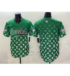 Men Philadelphia Eagles Blank Green With Patch Limited Stitched Baseball Jersey Men Philadelphia Eagles Blank Green With Patch Limited Stitched Baseball Jersey