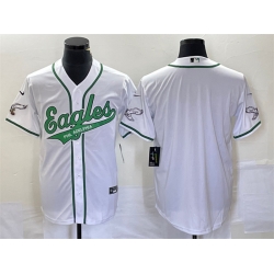 Men Philadelphia Eagles Blank White Cool Base Stitched Baseball Jersey