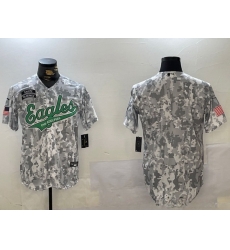 Men Philadelphia Eagles big logo 2024 F U S E Arctic Camo Salute To Service Limited Stitched Jersey 18