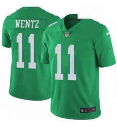 Mens Nike Philadelphia Eagles 11 Carson Wentz Limited Green Rush Vapor Untouchable NFL Jersey