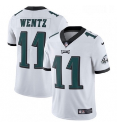 Mens Nike Philadelphia Eagles 11 Carson Wentz White Vapor Untouchable Limited Player NFL Jersey