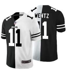 Nike Eagles 11 Carson Wentz Black And White Split Vapor Untouchable Limited Jersey