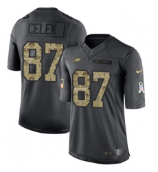 Nike Eagles #87 Brent Celek Black Mens Stitched NFL Limited 2016 Salute To Service Jersey