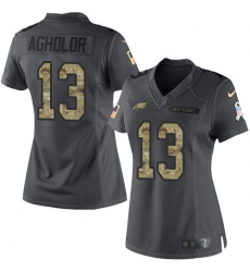 Nike Eagles #96 Derek Barnett Black Womens Stitched NFL Limited Gold Salute to Service Jersey