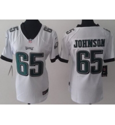 Women Nike Philadelphia Eagles 65 Johnson White NFL Jerseys