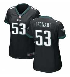 Women Philadelphia Eagles 53 Shaquille Leonard Black Stitched Football Jersey 28Run Small 29