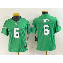 Women Philadelphia Eagles 6 DeVonta Smith Green 2023 F U S E  Stitched Football Jersey  Run Small