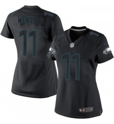 Womens Nike Philadelphia Eagles 11 Carson Wentz Limited Black Impact NFL Jersey