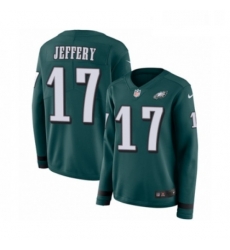 Womens Nike Philadelphia Eagles 17 Alshon Jeffery Limited Green Therma Long Sleeve NFL Jersey