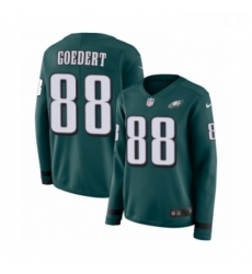 Womens Nike Philadelphia Eagles 88 Dallas Goedert Limited Green Therma Long Sleeve NFL Jersey