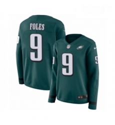 Womens Nike Philadelphia Eagles 9 Nick Foles Limited Green Therma Long Sleeve NFL Jersey