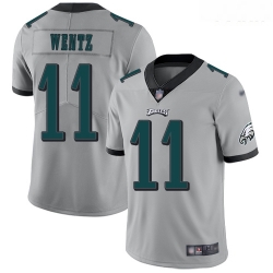 Eagles #11 Carson Wentz Silver Youth Stitched Football Limited Inverted Legend Jersey