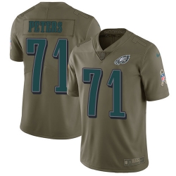 Youth Nike Eagles #71 Jason Peters Olive Stitched NFL Limited 2017 Salute to Service Jersey