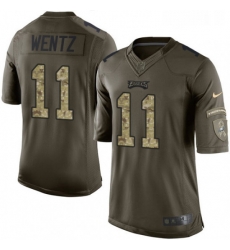 Youth Nike Philadelphia Eagles 11 Carson Wentz Elite Green Salute to Service NFL Jersey