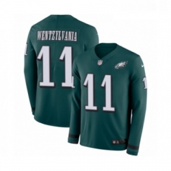 Youth Nike Philadelphia Eagles 11 Carson Wentz Limited Green Therma Long Sleeve Wentzylvania NFL Jersey