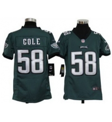 Youth Nike Philadelphia Eagles 58 Trent Cole Green Nike NFL Jerseys