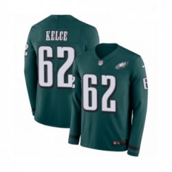 Youth Nike Philadelphia Eagles 62 Jason Kelce Limited Green Therma Long Sleeve NFL Jersey