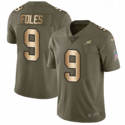 Youth Nike Philadelphia Eagles 9 Nick Foles Limited OliveGold 2017 Salute to Service NFL Jersey