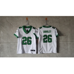 Youth Philadelphia Eagles 26 Saquon Barkley White Green 2023 F U S E Vapor Untouchable Limited Stitched Football Jersey