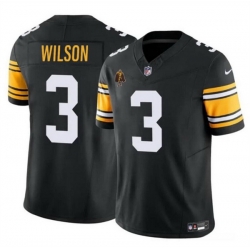 Men Pittsburgh Steelers 3 Russell Wilson Black 2024 F U S E  With Walter Payton Patch Vapor Untouchable Limited Stitched Jersey