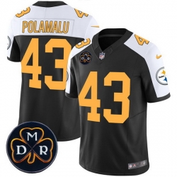 Men Pittsburgh Steelers 43 Troy Polamalu Black F U S E  DMR Patch Untouchable Limited Stitched Football Jersey