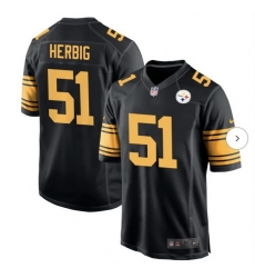 Men Pittsburgh Steelers 51 Nick Herbig Black Color Rush Limited Jersey Men Pittsburgh Steelers 51 Nick Herbig Black Color Rush Limited Jersey