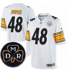 Men's Nike Pittsburgh Steelers #48 Bud Dupree Elite White NFL MDR Dan Rooney Patch Jersey