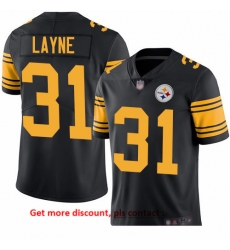 Steelers 31 Justin Layne Black Men Stitched Football Limited Rush Jersey