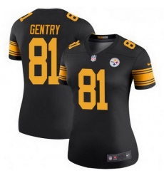 Women Nike 81 Zach Gentry Pittsburgh Steelers Legend Black Color Rush Jersey